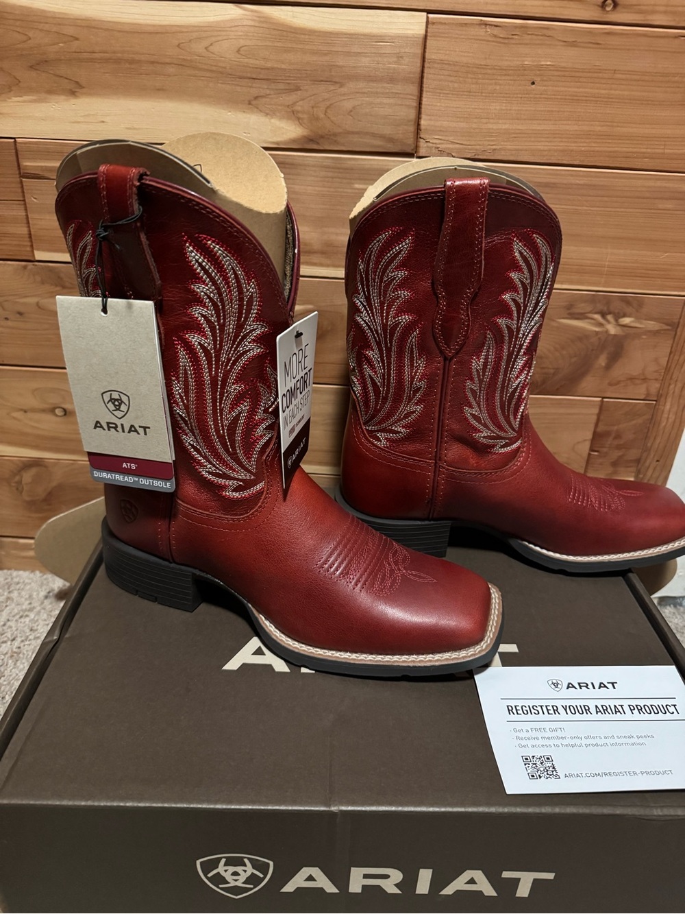Ariat Brown-Red Western Embroidered Cowboy Boots